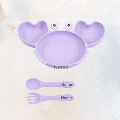 Hungry Crab - Personalised Silicone Baby Feeding Set (3 Pieces)