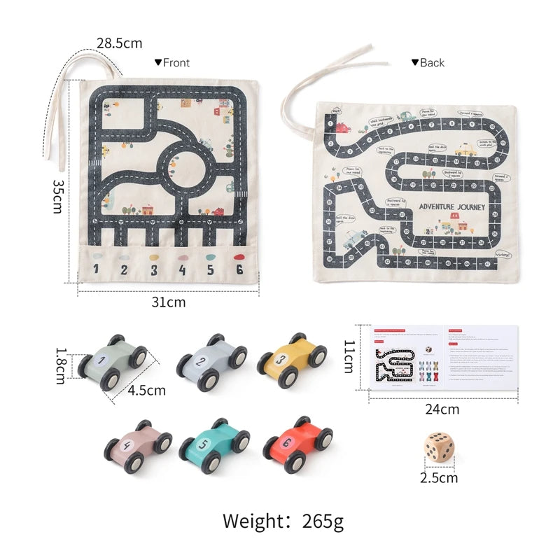 Montessori Traffic Map Game with 6 Cars (3+ years)-Little Travellers