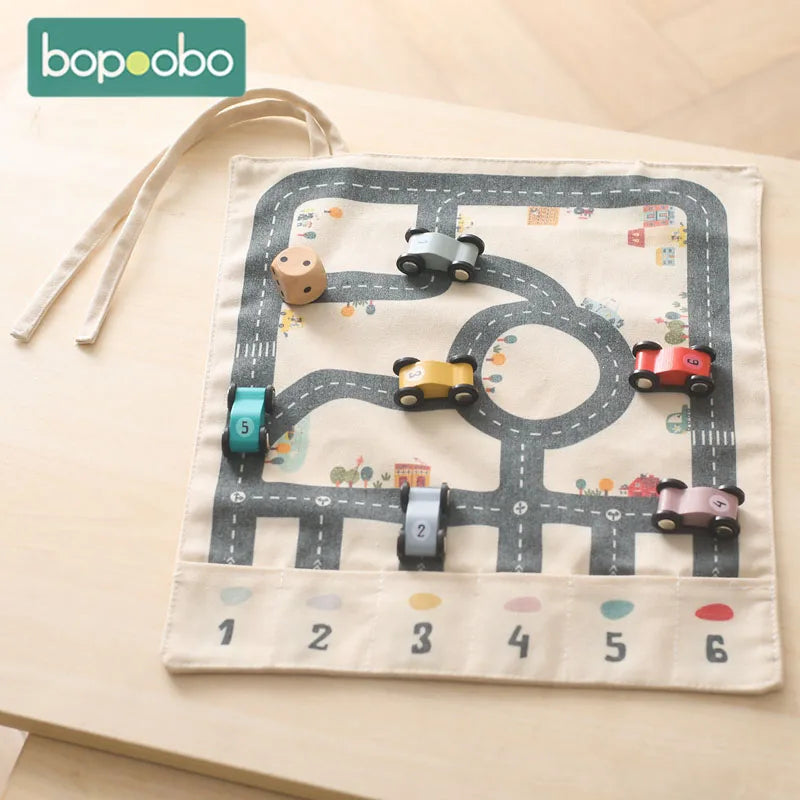 Montessori Traffic Map Game with 6 Cars (3+ years)-Little Travellers