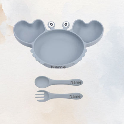 Hungry Crab - Personalised Silicone Baby Feeding Set (3 Pieces)