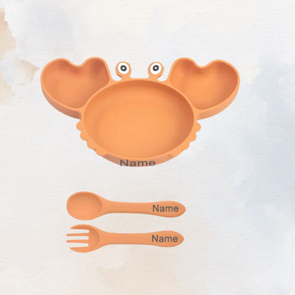 Hungry Crab - Personalised Silicone Baby Feeding Set (3 Pieces)