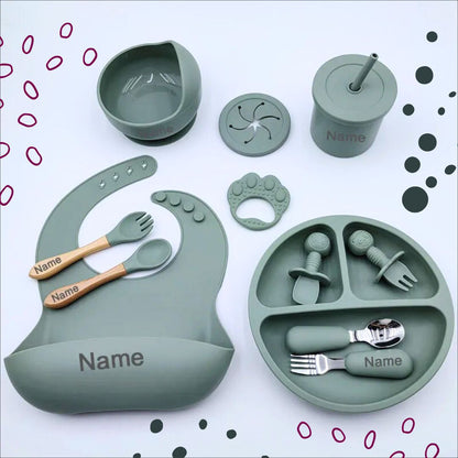 Mealtime Essentials - Personalised Silicone Baby Feeding Set (11 Pieces)