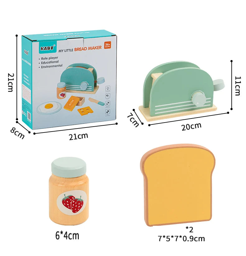 Montessori Wooden Toaster/Breakfast Pretend Play Set (3+ years)