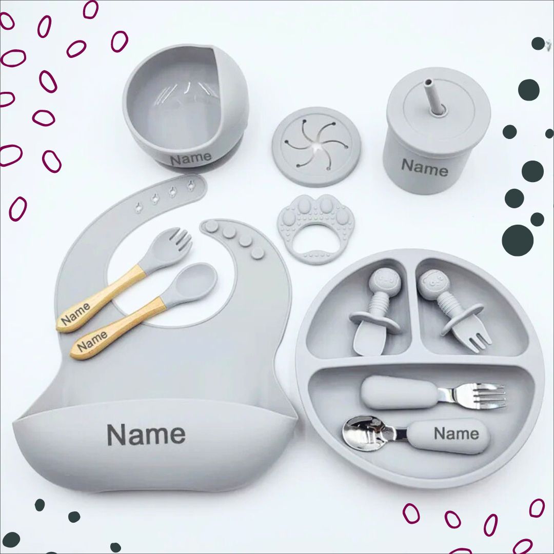 Mealtime Essentials - Personalised Silicone Baby Feeding Set (11 Pieces)