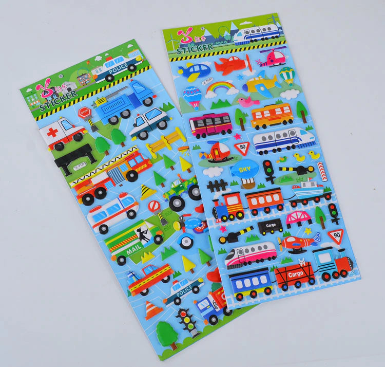 3D Bubble Stickers - Vehicles (6 Sheets) (3+ years)-Little Travellers