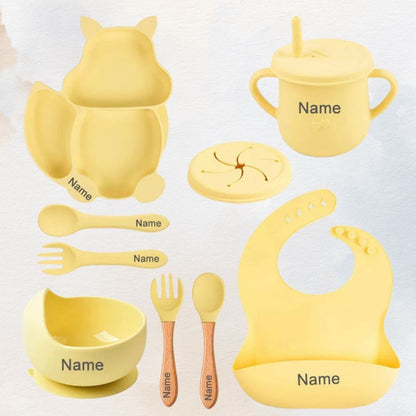 Feasting Fox - Personalised Silicone Baby Feeding Set (10 Pieces)