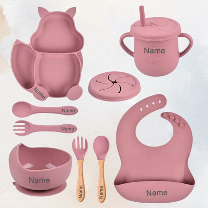 Feasting Fox - Personalised Silicone Baby Feeding Set (10 Pieces)