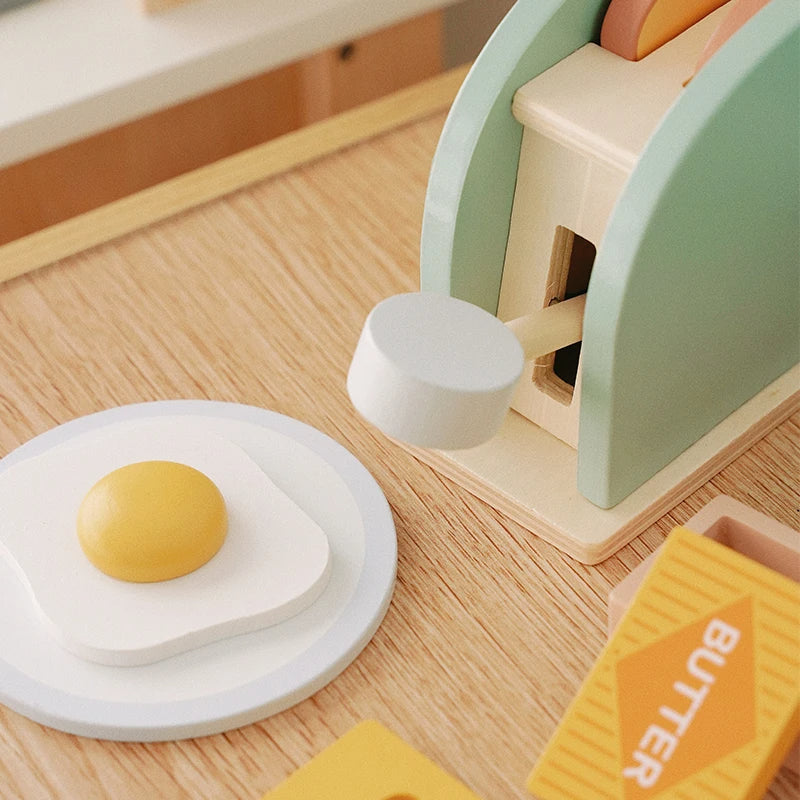 Montessori Wooden Toaster/Breakfast Pretend Play Set (3+ years)