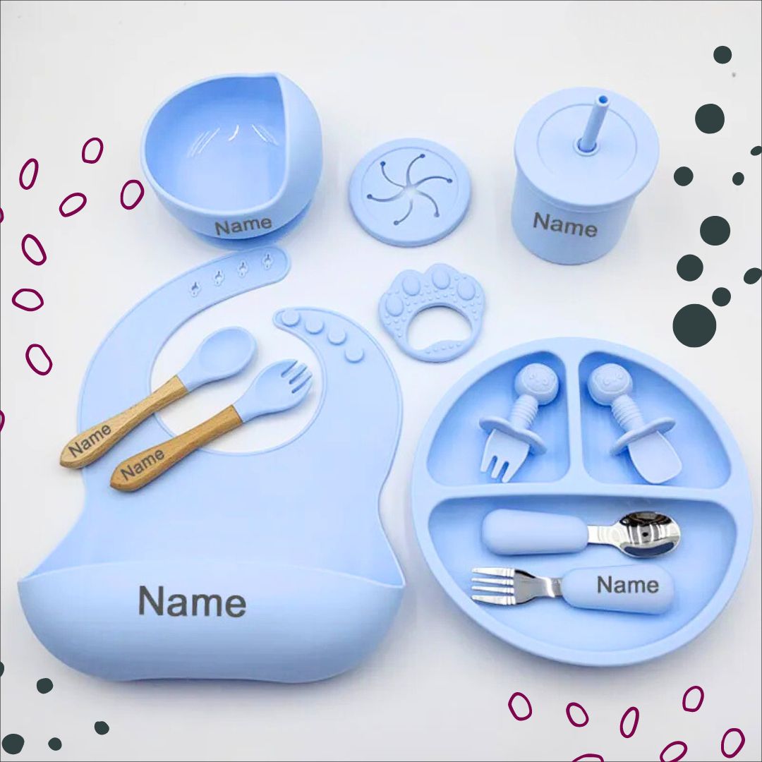 Mealtime Essentials - Personalised Silicone Baby Feeding Set (11 Pieces)