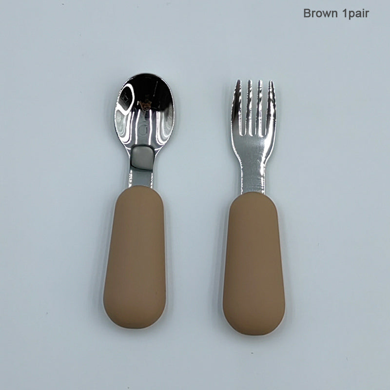 Personalised Silicone & Stainless Steel Toddler Cutlery Set