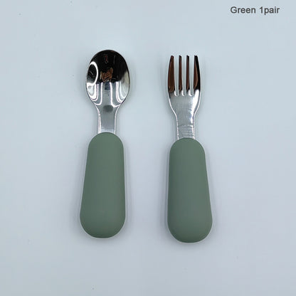 Personalised Silicone & Stainless Steel Toddler Cutlery Set