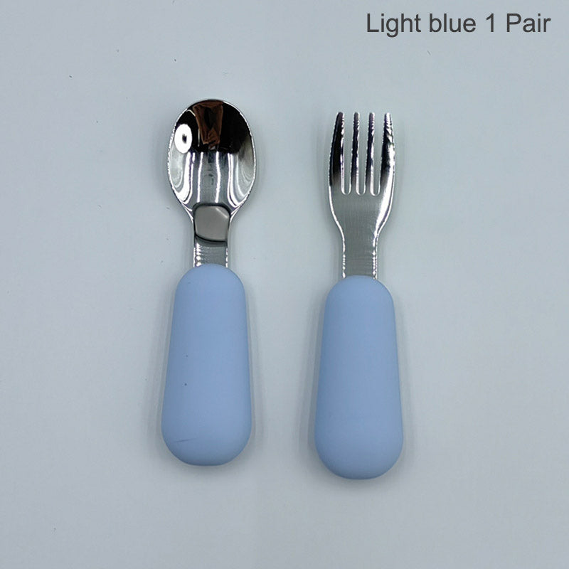 Personalised Silicone & Stainless Steel Toddler Cutlery Set