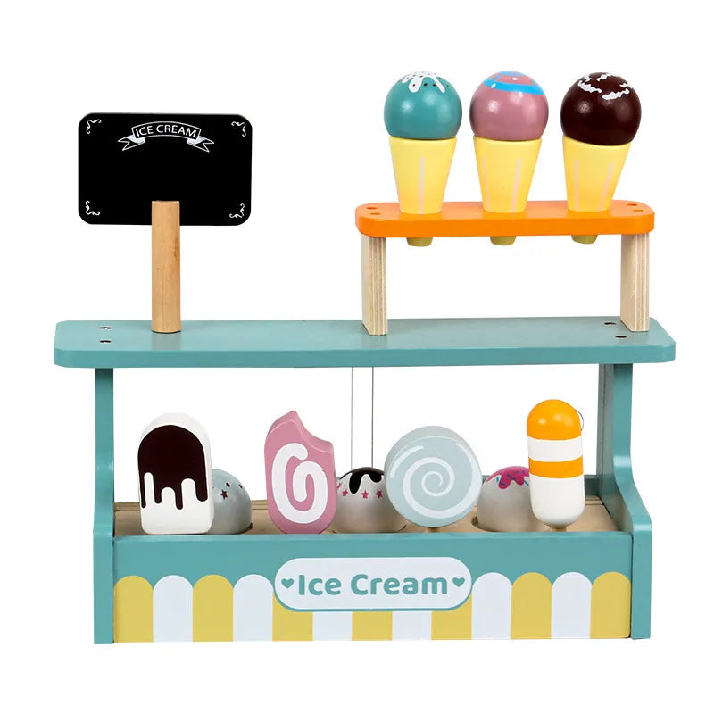 Montessori Wooden Ice Cream Shop Pretend Play Set (3+ years)-Little Travellers