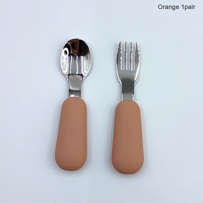 Personalised Silicone & Stainless Steel Toddler Cutlery Set