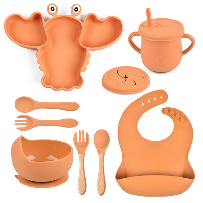 Pinch-perfect Lobster - Personalised Silicone Baby Feeding Set (11 Pieces)