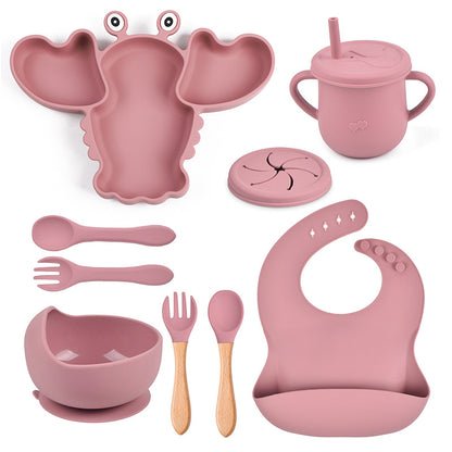 Pinch-perfect Lobster - Personalised Silicone Baby Feeding Set (11 Pieces)