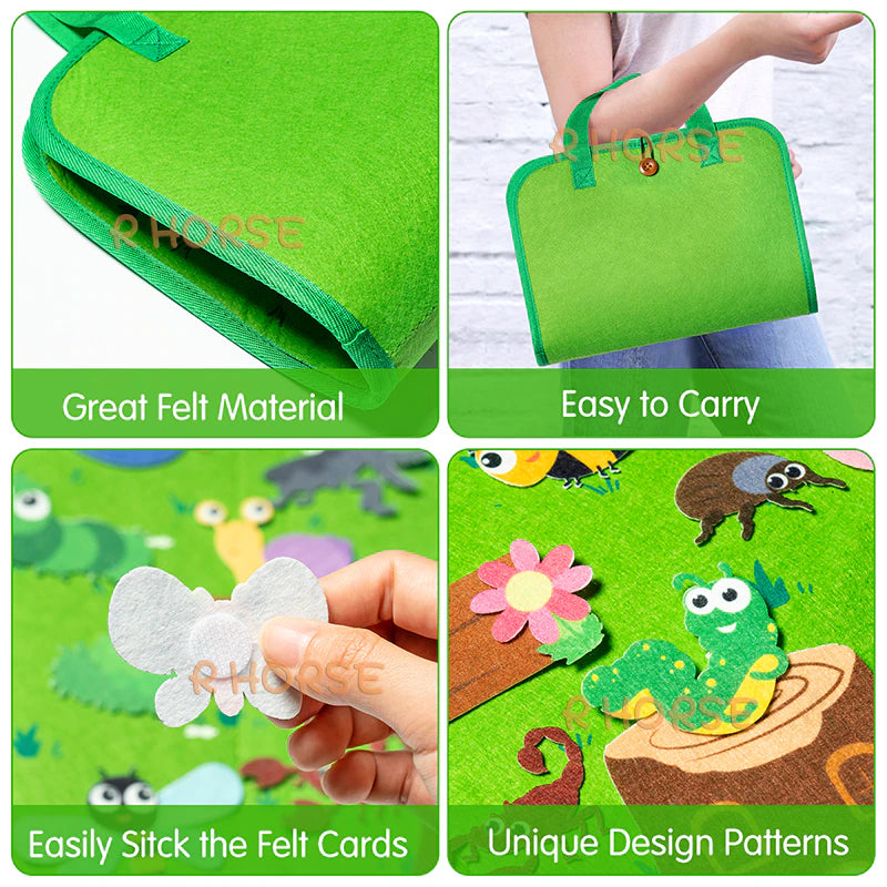 Montessori Travel Felt Board - Farm & Insects-Little Travellers