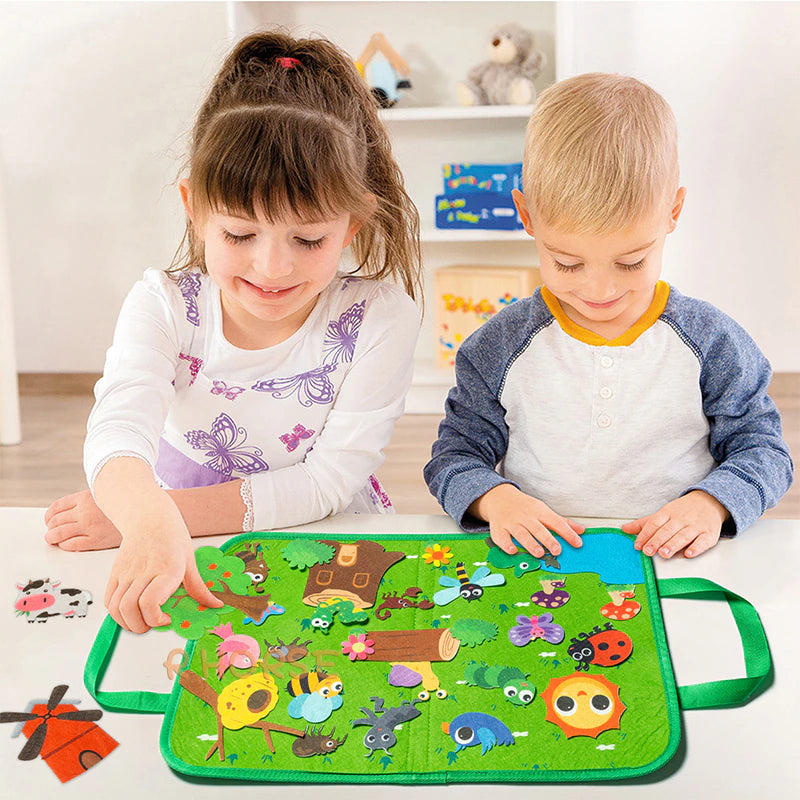 Montessori Travel Felt Board - Farm & Insects-Little Travellers