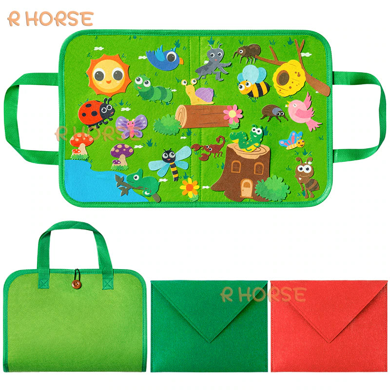 Montessori Travel Felt Board - Farm & Insects-Little Travellers