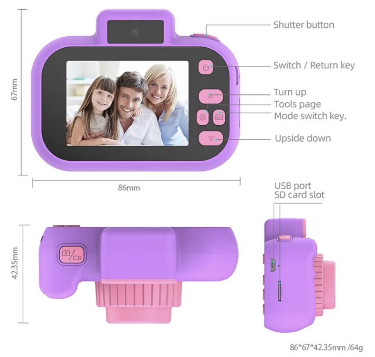 Kids 3-in-1 Digital Photo and Video Camera + Games (4+ years)-Little Travellers