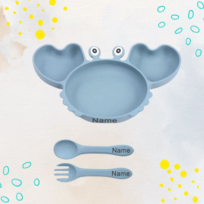 Hungry Crab - Personalised Silicone Baby Feeding Set (3 Pieces)